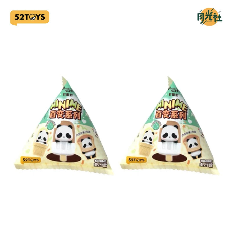 A blind box collectible figure of a panda in a waffle cone packaging.