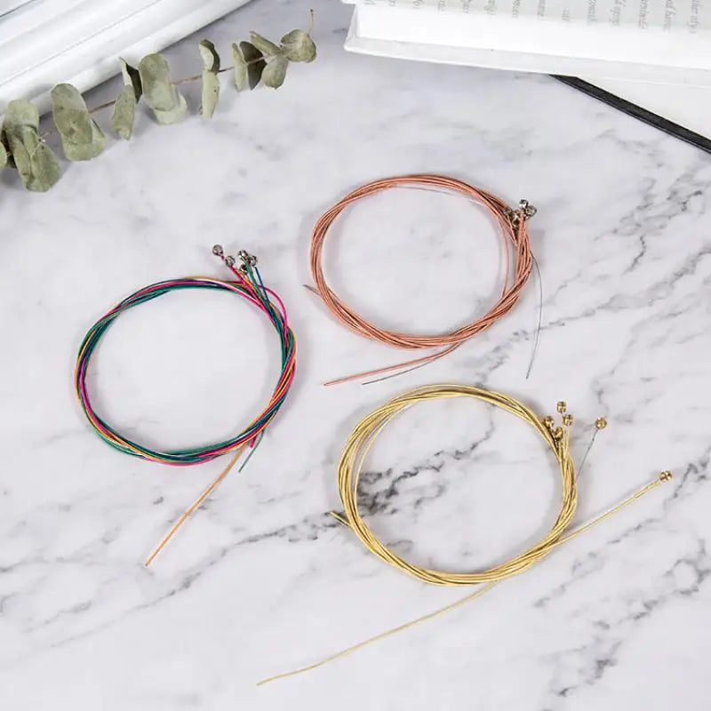 Colorful Acoustic Guitar Strings – Rust-Resistant Copper Alloy Set of 6