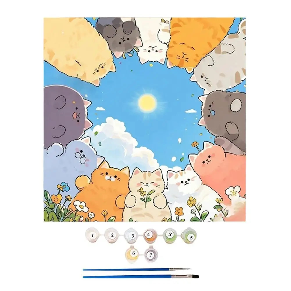 Cat Paint by Numbers Kit for Adults – Acrylic Painting on Canvas with Brushes