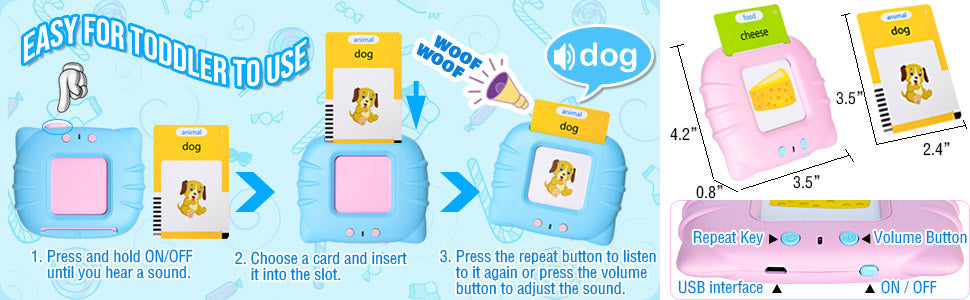 A set of talking flash cards and a corresponding electronic toy for toddlers to use.