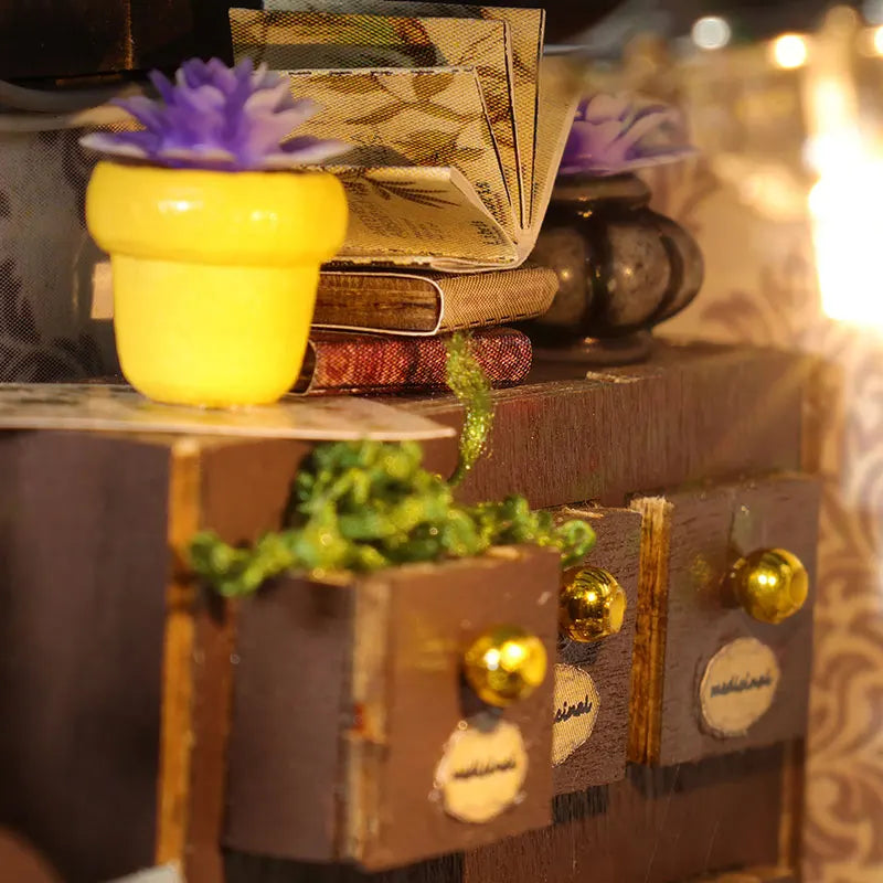 DIY Wooden Miniature House Kit with LED Lighting