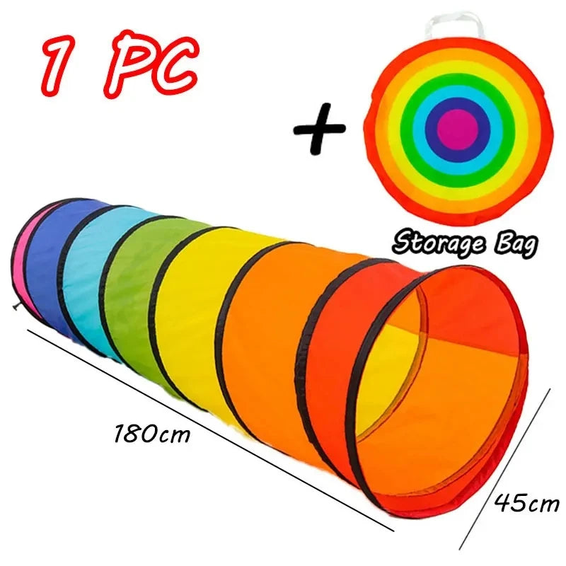 A set of nine colorful balance stepping stones for kids, packaged with a storage bag.
