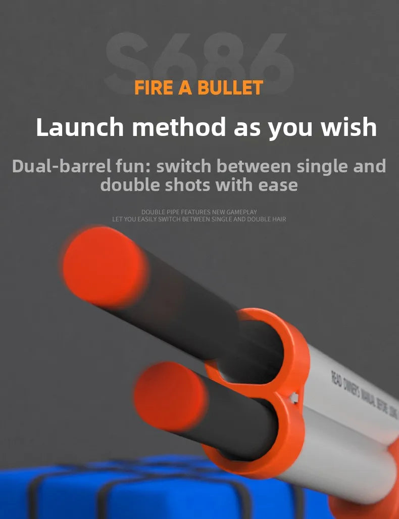 Double-Barrel Soft Bullet Toy Shotgun for Outdoor Play