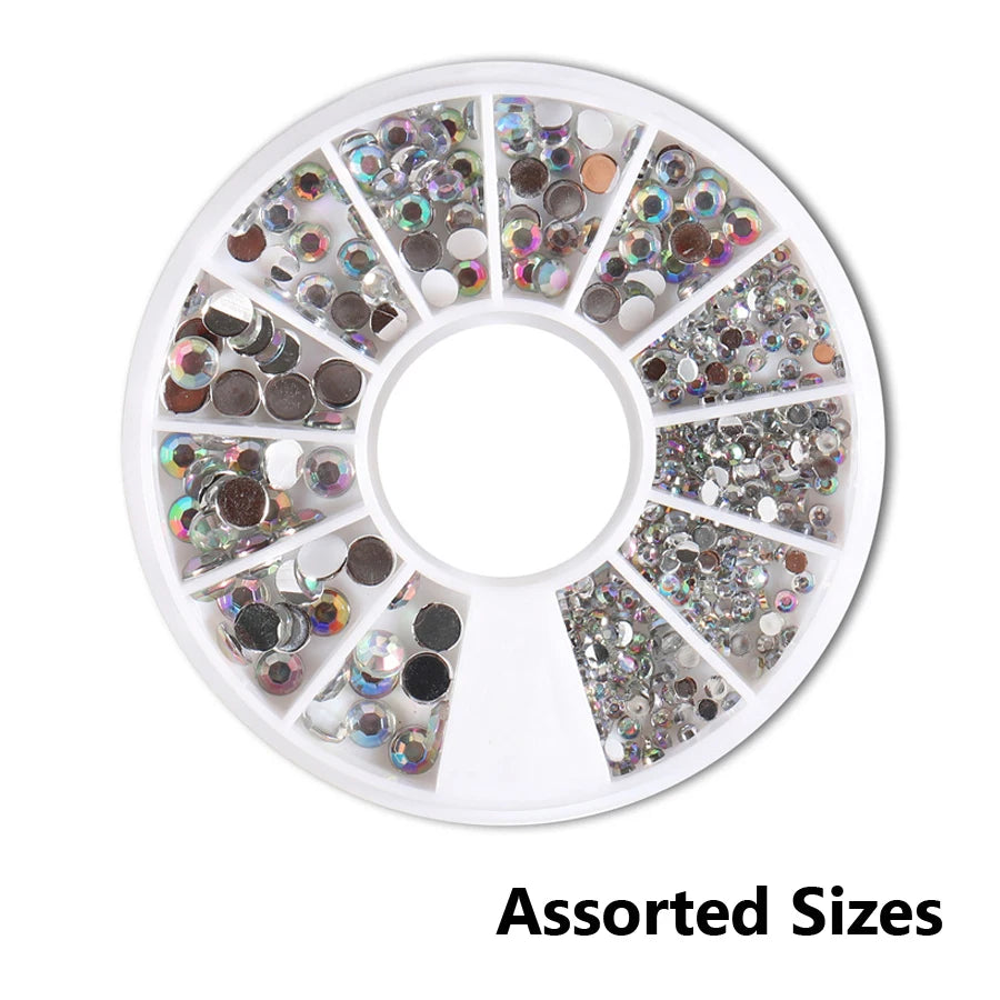 12-Color Glass AB Rhinestone Nail Art Kit