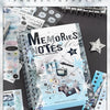 A collection of various cute stickers and notes for journaling and DIY crafts displayed on a spiral-bound notebook.