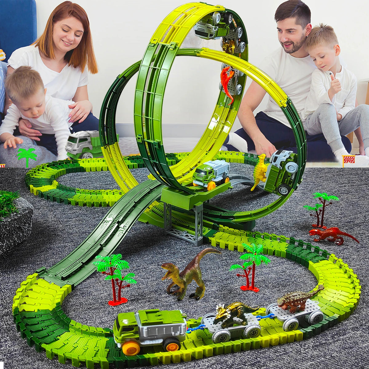 Dinosaur Climbing Track Car Set with Magic Flexi-Roads