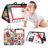 High-Contrast Tummy Time Baby Mirror with Crinkle Cloth Book and Teether