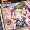 A box of Languo acrylic gel pens featuring a drawing of an anime-style girl with gold armor and pink background.