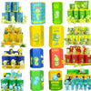 A collection of glow-in-the-dark blind box toys featuring various characters and animals in colorful packaging.