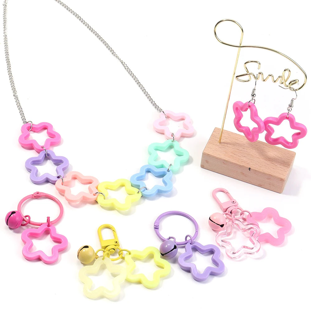 Colorful Acrylic Star Pendants for DIY Jewelry Making & Keychains