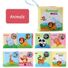 A set of soft cloth books featuring various animals like elephants, lions, pandas, monkeys, giraffes, owls, and tigers for ba