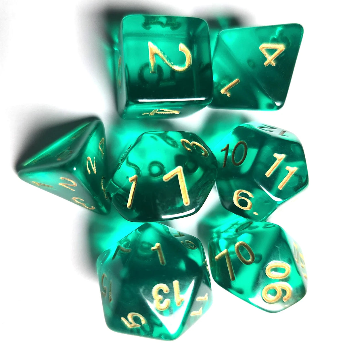 Translucent Green Polyhedral Dice Set (7-Piece)