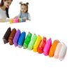 A young girl is shown interacting with a set of vibrant air dry modeling clay in various colors.