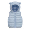Light blue quilted hooded vest for children