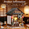 A miniature Japanese izakaya dollhouse kit featuring wooden structures and decorative elements.