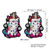 White unicorn silicone bead with colorful accents and festive details