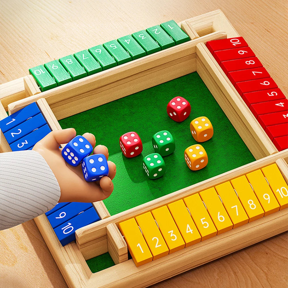 Classic Wooden Shut the Box Dice Game for Family Fun