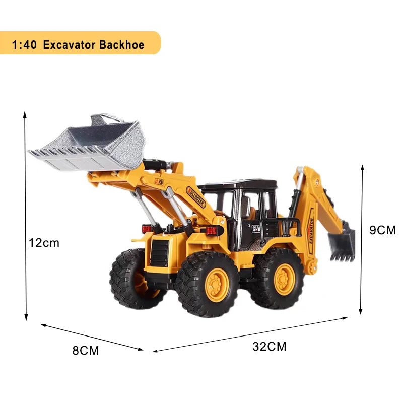 Diecast Engineering Vehicle Set for Kids - 4-Piece Construction Toy Collection