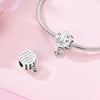 Sterling silver heart charm beads for bracelets featuring a detailed animal design and text engraving