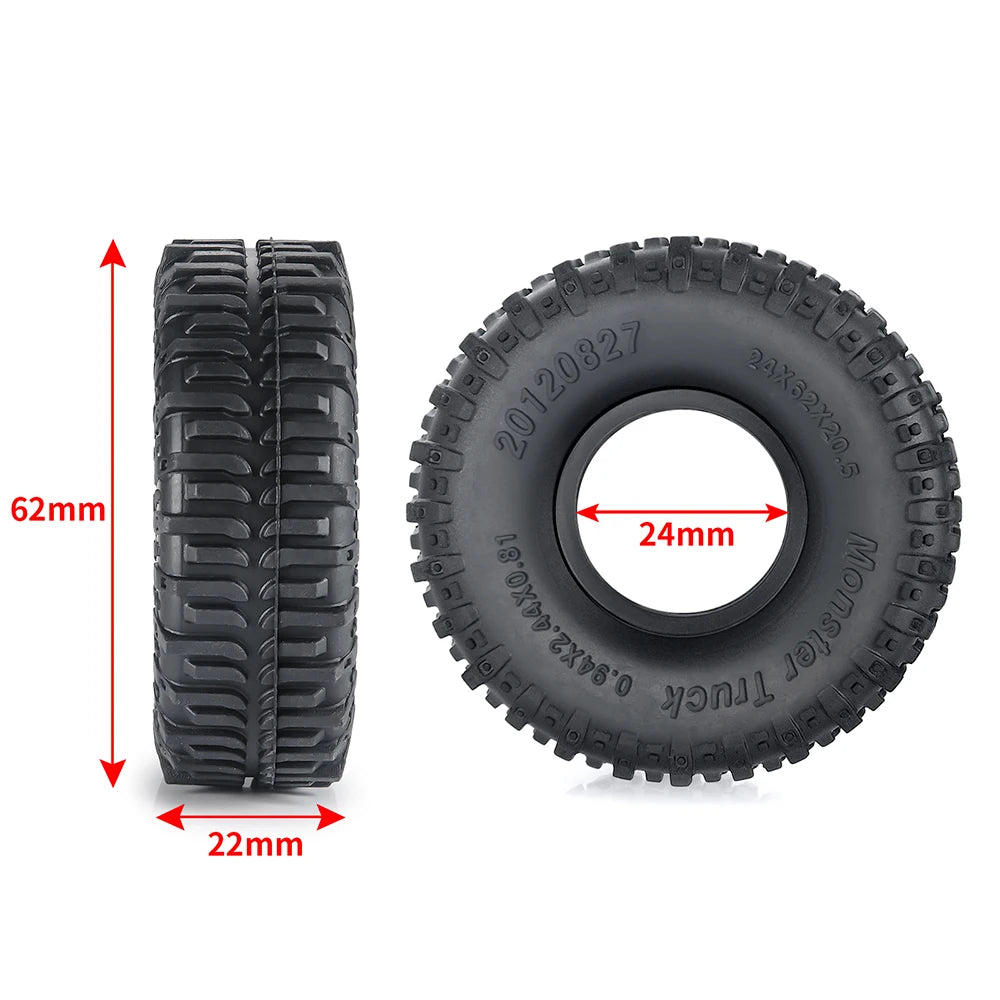 1.0" Mud Terrain Tires for 1/18 & 1/24 RC Crawlers (4-Pack)
