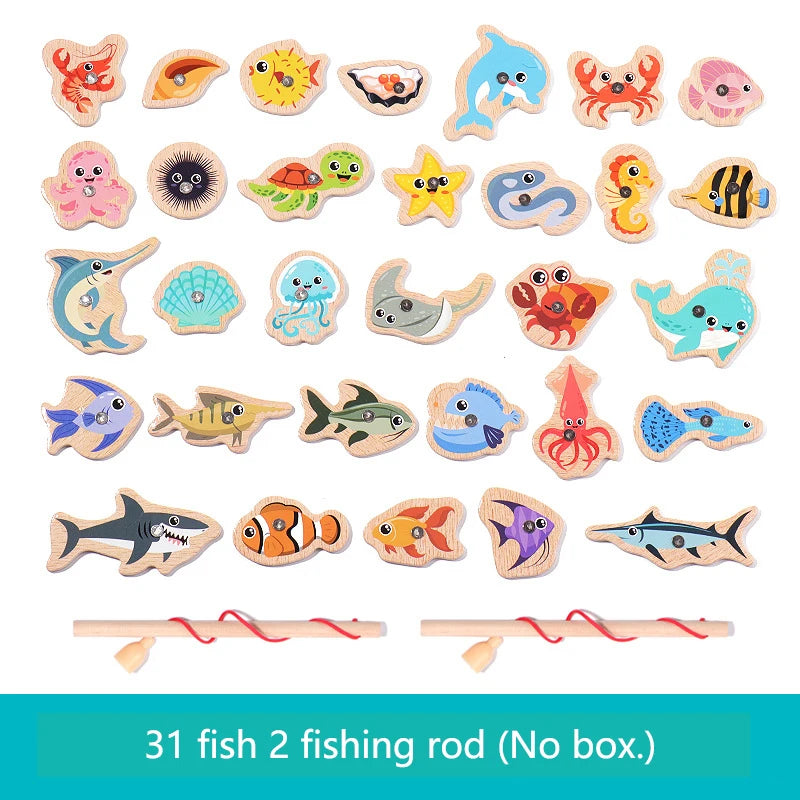 Wooden Magnetic Fishing Game for Kids