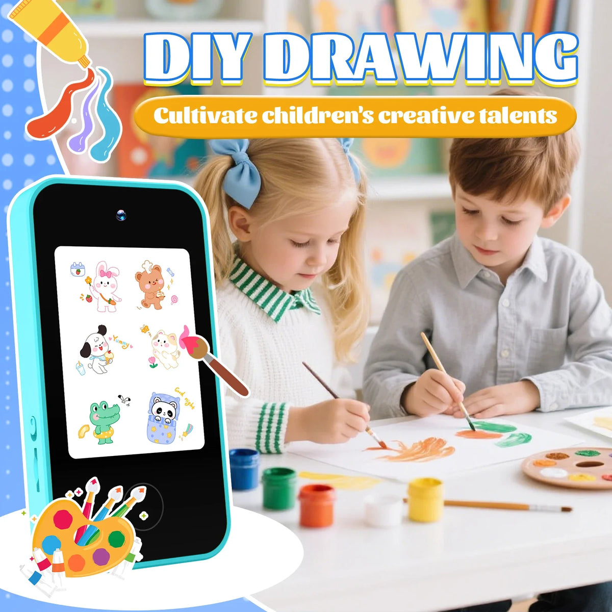 Kids Smart Phone Toy with Dual Cameras and Educational Games