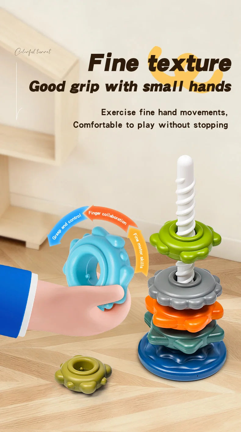 Rainbow Twist & Stack Nesting Rings Toy for Toddlers