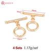 Four sets of 18K gold round O-toggle clasps for bracelets and jewelry making