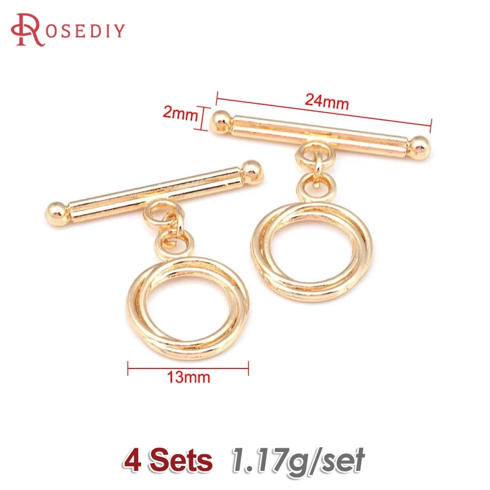 Four sets of 18K gold round O-toggle clasps for bracelets and jewelry making