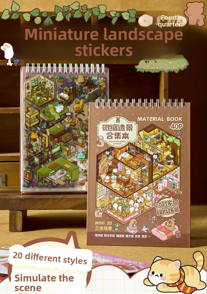3D Landscape Sticker Collection Book for Scrapbooking & Journaling