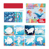 A set of sticker puzzles featuring six dinosaur and animal designs for kids.