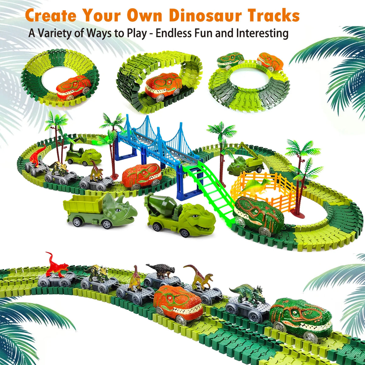 Dino Race Track Toy with Electric Climbing Car