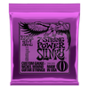 A purple foil package of Ernie Ball 7-String Power Slinky nickel wound guitar strings.
