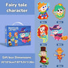A box of fairy tale character puzzles featuring various characters like a witch and a mermaid