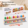 A box of fishing color matching toys with various colored fish and sticks for a memory challenge activity.