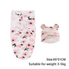 Pink and white cotton newborn swaddle blanket and hat set suitable for babies weighing 3-5kg