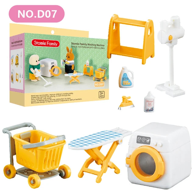 Forest Animal Miniature Dollhouse Furniture Set – 1/12 Scale Bedroom, Kitchen & Bathroom Decor