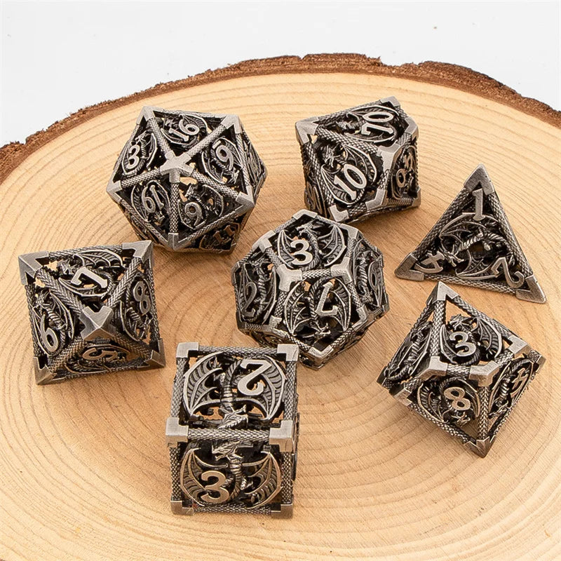 Hollow Metal Polyhedral Dragon Dice Set