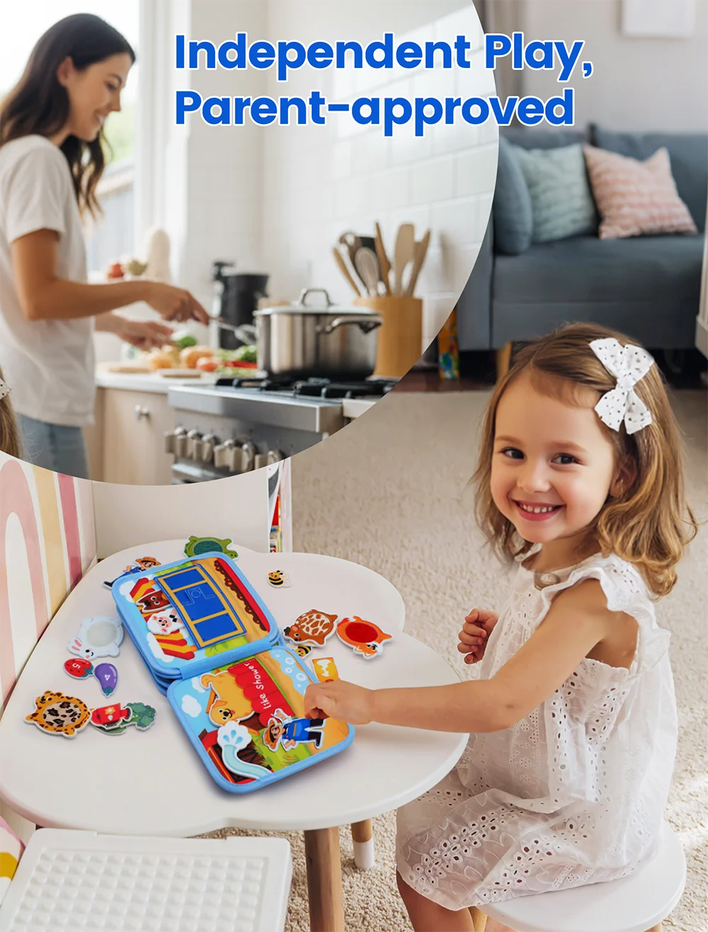 Felt Busy Book for Toddlers – Montessori Sensory Learning & Life Skills Activity Board
