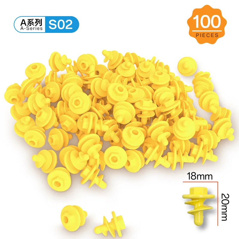 A pile of yellow cardboard construction kit pieces including cutters and tools for kids