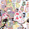A colorful assortment of cute cartoon cat stickers featuring various poses and expressions.