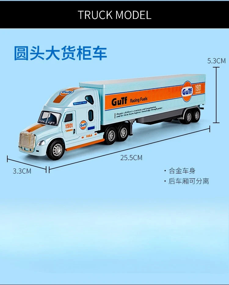 1:64 Scale Die-Cast Trailer Truck with Container - Gulf Racing Edition