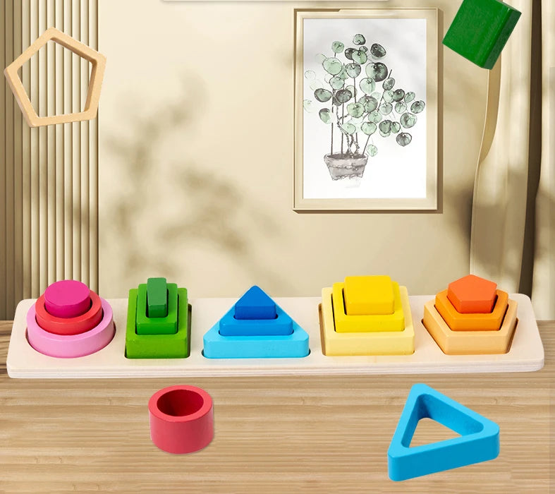 Montessori Wooden Sorting & Stacking Toy for Toddlers