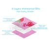 Three-layered waterproof bibs made of cotton with a pink and green design for baby feeding.
