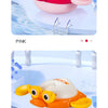 Pink and white wind-up swimming bath toys for kids featuring duck and other animals