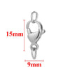 Silver stainless steel lobster clasps and jewelry connectors set with 15mm and 9mm measurements