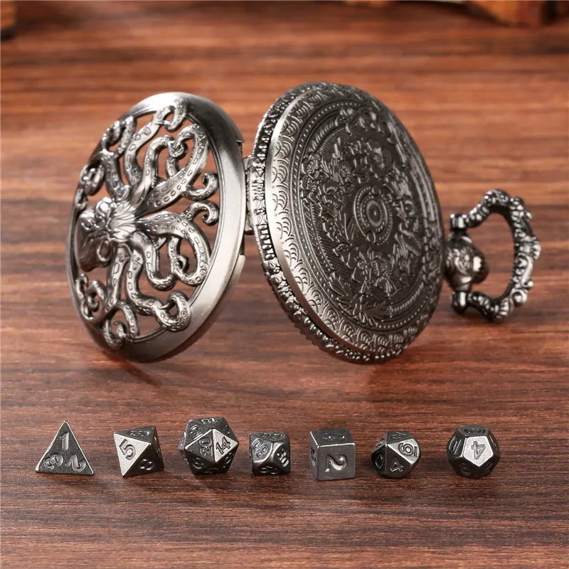 Octopus Pocket Watch Dice Set with Chain