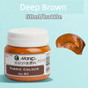 A bottle of Deep Brown fabric colour paint, 50ml per bottle, next to a swatch of the same brown paint.