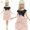 Fashion Doll Outfit Set – Wave Point Dress & Denim Grid Skirt for 11.5–12 Inch Dolls
