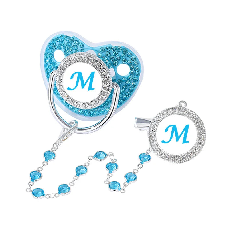 Personalized Zircon Pacifier Clip with Silicone Teether
